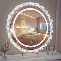 Miroir LED circulaire style campagnard français en métal, personnalisé pour la maison, le salon, la chambre et l'hôtel - Vente en gros usine