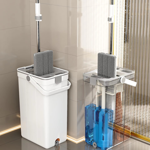 Serpillère écologique la plus vendue en gros avec seau auto-essoreur, 2 têtes de serpillère incluses, nettoyage multifonctionnel pour la maison et le bureau - Product Image 1
