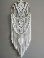 Atrapasueños de Macramé Tejidos a Mano de Alta Calidad, Estilo Moderno Vietnamita, con Diseño de Estrella, Luna y Búho, de Cuerda de Algodón, Marca JNC