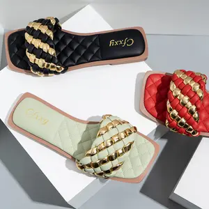 SD-265 vendita calda controllato croce della cinghia di cuoio DELL'UNITÀ di elaborazione di open toe slipper per le donne beach sandali piatti sandali di estate del commercio all'ingrosso