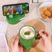 Tasse Crocodile de haute valeur avec jolie fille dessin animé grande capacité tasse à boire en céramique drôle fête avec couvercle