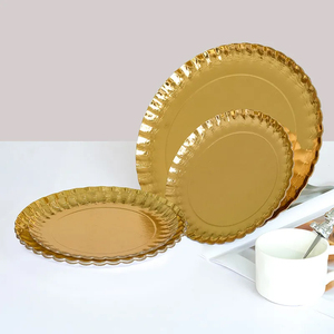 Assiettes jetables rectangulaires en <span class=keywords><strong>carton</strong></span> de 9 pouces, dorées, élégantes, pour servir des gâteaux, des desserts, des biscuits, des plateaux, des assiettes - Product Image 4