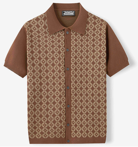 Polo de Jacquard de manga corta helado para <span class=keywords><strong>hombre</strong></span> de verano transfronterizo para <span class=keywords><strong>Amazon</strong></span> modelo SY0165 cárdigan elegante con solapa - Product Image 3