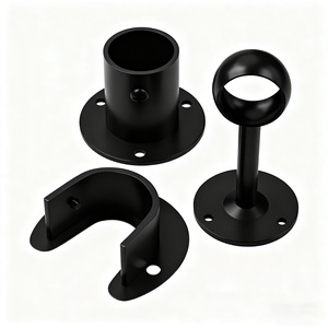 Stainless Steel Black Flange Seat Round Head High Leg Tube Mount Wall Mount <b>Wardrobe</b> <b>Hardware</b> 201 - Product Image 1