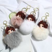 Creative Fox Hair Accessoire Voiture Porte-clés Sac Pendentif En Gros Bon Prix 3D Poupée Porte-clés