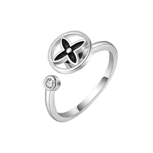 Anel de prata esterlina 925, ajustável, giratório, anel de joia anti ansiedade, estresse, anéis giratórios para mulheres