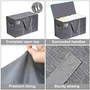 4 Pack <strong>Large</strong> Capacity Moistureproof <strong>Storage</strong> <strong>Bag</strong> Heavy Duty <strong>Extra</strong> Moving <strong>Bag</strong> Tote Clothes Organizer for Quilt Clothing - Product Image 5