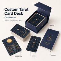 Jeu de cartes de tarot personnalisées Mystic Star Moon, cartes de tarot vintage avec feuille d'or, boîte de rangement rigide et guide d'instructions, logo OEM