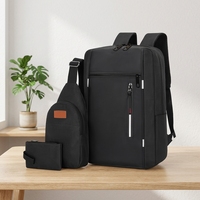 Ensemble de 3 sacs à dos pour ordinateur portable imperméables 15,6 pouces, sac à dos d'affaires et de voyage 3-en-1 avec sac de poitrine et porte-monnaie grande capacité