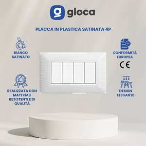 Plaque d'interrupteur mural Gloca 4 voies 4 interrupteurs en plastique blanc satiné durable pour Matix - Product Image 2