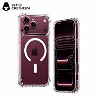 Coque de téléphone transparente ATB Custom 1,5 mm pour iPhone 18 17 16 15 14 Pro Max, anti-jaunissement, antichoc, magnétique, protection intégrale