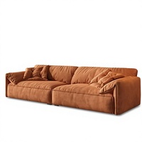 Italienisches Kunstleder & Stoff Gepolstertes Elefantenohr-Sofa - Minimalistisches Creme-Ecksofa für Hotel & Villa Luxus-Wohnzimmer
