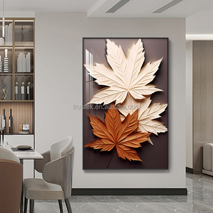 Décorations murales 3D en forme de fleurs pour salon, personnalisables, en bois, plastique, alliage d'aluminium, LED en option, peintures de la marque Trustek - Product Image 3