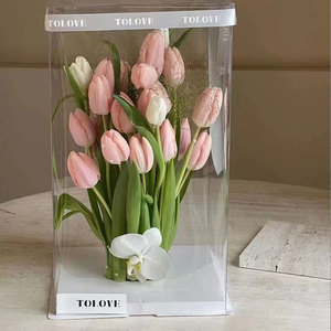 Ngày Valentine Quảng Trường Hiện Nay Hộp Trong Suốt Toàn Cảnh Hiển Thị Florist Bánh Bao Bì Hộp Quà Tặng Cho Hoa Bánh - Product Image 5