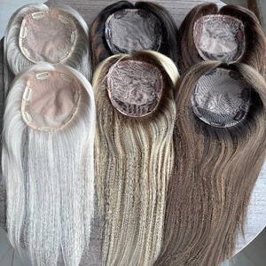 Parrucchino con <span class=keywords><strong>capelli</strong></span> Remy vergini europei da <span class=keywords><strong>donna</strong></span> con Base di seta completamente legata a mano Toppers <span class=keywords><strong>capelli</strong></span> umani a tutto Volume - Product Image 3