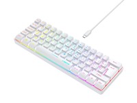 Clavier de jeu filaire RGB compact 60 %, 61 touches, blanc pur, câble Type-C détachable, sensation mécanique, clavier à membrane pour PC Gamer