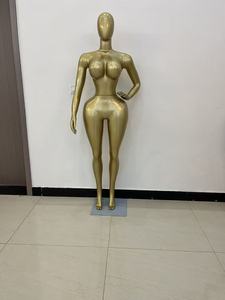 หุ่นโชว์หญิงไซส์ XXL สีขาวเงา สำหรับขายส่ง รูปร่างโค้งเว้า ทำจากโฟม พร้อมฐานตั้งสีทอง - Product Image 5