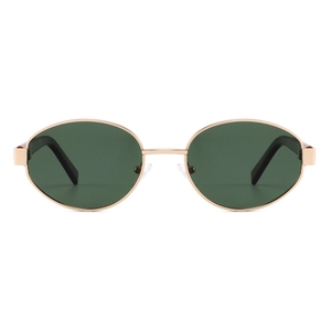 Unisex Oval Metal Frame Sunglasses Green Lens 100% UV Protection Retro Style Casual Wear for Adults - Product Image 5