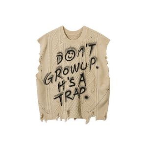 Men's <strong>Sleeveless</strong> Knit Top Sweater Vest with Jacquard Pattern Custom Logo Anti-Shrink Winter Cartoon Pattern OEM &amp; ODM - Product Image 1
