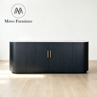 Meuble console moderne sur mesure de haute qualité, armoire de chambre à coucher en bois massif avec comptoir en marbre, buffet noir