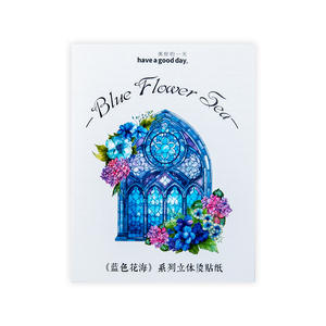 20 pièces/paquet Autocollants PET Série Fleur Bleue Thème Marin Bleu Autocollants Décoratifs DIY pour Journal Intime 6 Modèles - Product Image 5
