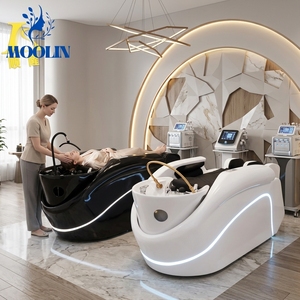 Moolin Luxury Head <span class=keywords><strong>Spa</strong></span> US EU AU UK Meilleures ventes Lit de lavage de cheveux électrique pour salon avec fonction massage et shampoing, option vapeur Zen-flow - Product Image 6