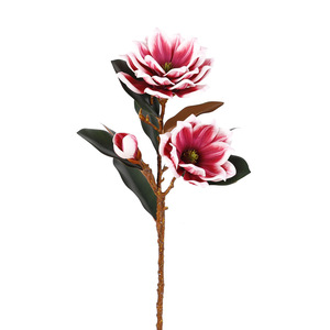 Magnolia artificielle à feuilles bouclées, 3 têtes, en plastique PU, haute simulation, pour arrangement floral, décoration maison et mariage - Product Image 4