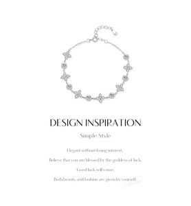 Pulsera de Plata S925 con Diamantes, Corte Brillante Redondo, Diseño Floral, Engaste de Garra, Cadena Clásica, Joyería para Uso Diario de Mujer - Product Image 6