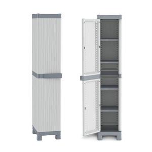Armoire simple Ttake 70x43.8x181.8 cm, gris clair, gris foncé, grain de bois, empilable, armoire de rangement assemblée - Product Image 1