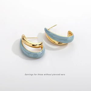 महिलाओं की ग्रीष्मकालीन कोरियन शैली धातु सी के आकार की बालियां ताजा मीठे मीठे मीठे छोटे मिश्र धातु के हीरा फैशनेबल मच्छर कॉइल कान क्लिप - Product Image 6