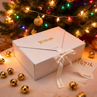 Boîte cosmétique en carton rigide magnétique blanche de luxe sur mesure, vente en gros, fermeture à ruban, emballage cadeau beauté