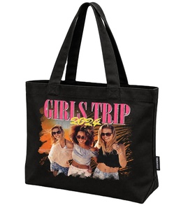Wholesale Custom Logo Cotton Canvas <b>Tote</b> <b>Bag</b> Sublimation Printing Multi <b>Pocket</b> Outdoor Travel Shoulder Handbag - Product Image 1