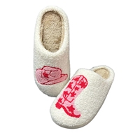 Pantoufles d'hiver pour femmes, style bottes de cowgirl, chaudes et douillettes, en fourrure, pour la maison et la chambre, mignonnes, vente en gros
