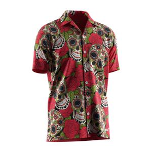 Chemise hawaïenne à manches courtes extensible pour la plage, à motifs floraux sublimés, style bord de mer - Product Image 3