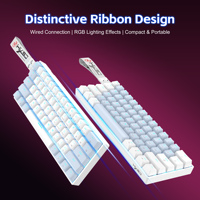 Nuevo Teclado Mecánico Portátil HXSJ K61 60% con Cable USB Tipo-C Desmontable, Iluminación Ice Blue Streamer y Correa Creativa