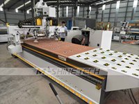 Máquina CNC de Anidamiento ATC de Carga y Descarga Automática M-shine con PLC Syntec, Bomba, para Línea de Puertas de MDF y Contrachapado, Modelo 1330, Servo Leadshine de 1500W