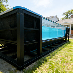 Piscina con estructura de fibra de vidrio resistente y panel transparente para relajarse en el patio y el campo, piscina sobre suelo. - Product Image 4