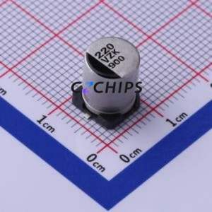 Condensateur électrolytique hybride solide-liquide en aluminium SMD EEHZK1V221UP, D8xL10.2mm 220uF 20% 35V 4000hrs-125 ℃ - Product Image 1