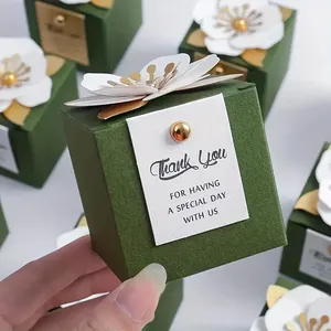 Exquisite Little Flower Square Wedding Candy Box Creative Party Supplies with 1mm Thick Paper Material - Product Image 4