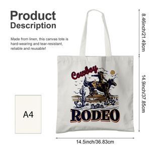 Sac fourre-tout en toile écologique personnalisé tendance, grande capacité, sac de courses en coton recyclé, vente en gros - Product Image 3