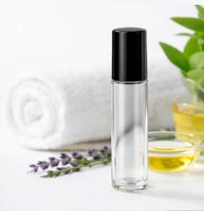 Botella de Vidrio Transparente de 10 ml Personalizada, Botella Roll-on Recargable Vacía para Aceite Esencial y Perfume, con Tapa Negra - Product Image 3