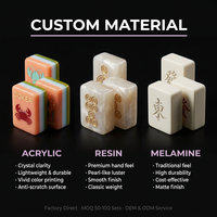 Marque Logo Acrylique Jeu de Société Mahjong Personnalisé Main Impression Gelée Couleur Américain Mahjong Tuile Ensemble