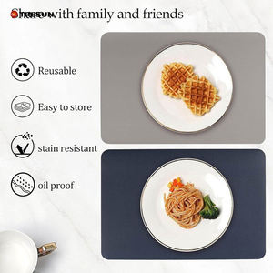 Vinyl Leather PU Striped Modern <b>Placemats</b> Waterproof Oil-Proof Heat Resistant Reversible <b>Table</b> Mats for Home Kitchen <b>Dining</b> - Product Image 5