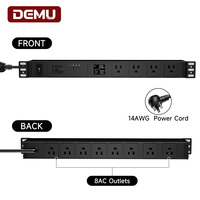 Medidor LCD Digital 1+1U, PDU de 19 Pulgadas para Montaje en Rack, Protector contra Sobretensiones de 2100J, 12 Tomas de Corriente US de 15A, Regleta de Alimentación para Rack de Servidores de Centro de Datos
