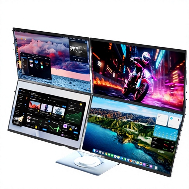 4-Screen 18.5-Inch IPS Triple Laptop Monitor Type-C/ Interface 1920x1200 Resolution 16:10 Aspect Ratio Portable Multi-Screen