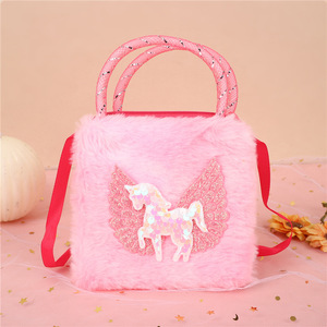 Nuova borsa a tracolla alla moda per bambini Cartoon <span class=keywords><strong>unicorno</strong></span> borse a tracolla soffice borsa a gettoni in peluche per bambini - Product Image 5