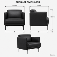 Fauteuil en cuir avec pieds en métal durables, chaise longue confortable pour la maison, le bureau et le travail, et mobilier de réception de luxe, style nordique minimaliste