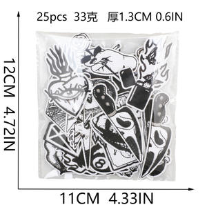 パンク風白黒ポリエステル糸刺繍ワッペン、衣類やバッグの装飾用、愛のナイフとスカルのデザイン入り - Product Image 2