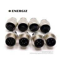 M12 8 broches laiton Shell Plug 3P/4 broches circulaire plastique cuivre Contact alimentation femelle/mâle connecteur câble automobile IP67 adaptateur