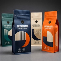 Sacs à café mats recyclables à fond carré, personnalisables, 12oz, en PE mono, 250g, 500g, avec valves et attaches métalliques